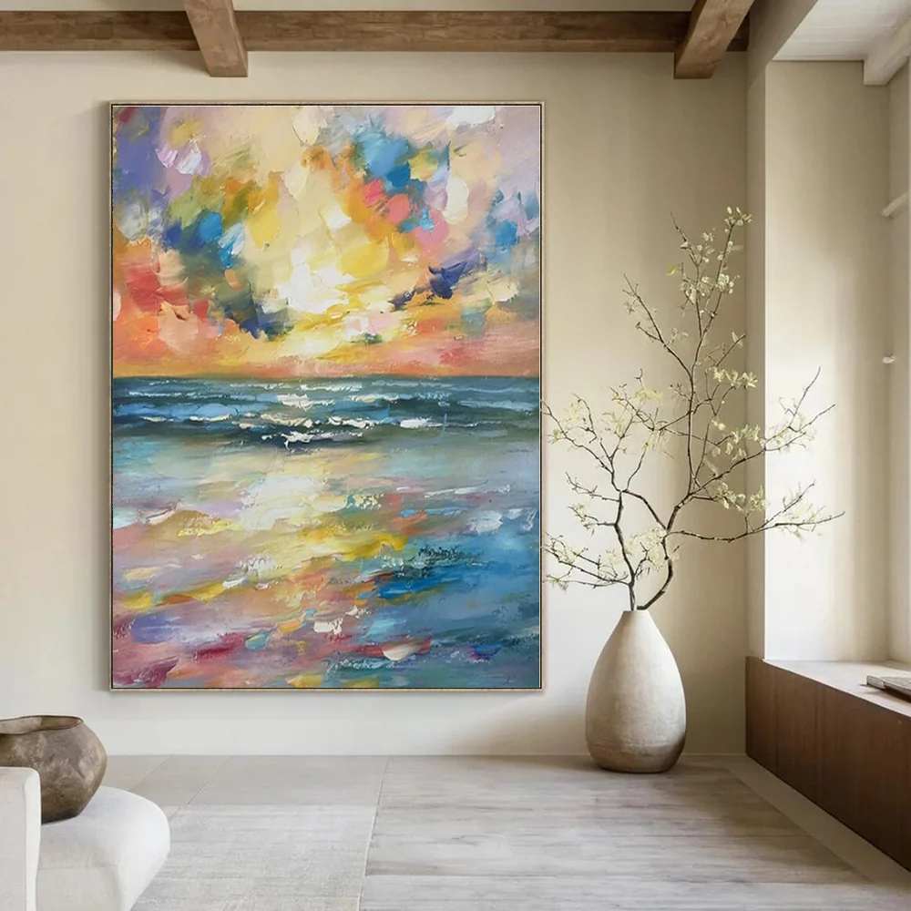 Themed Handmade Painting Coastal Suited Canvas Artwork T8ZJ2